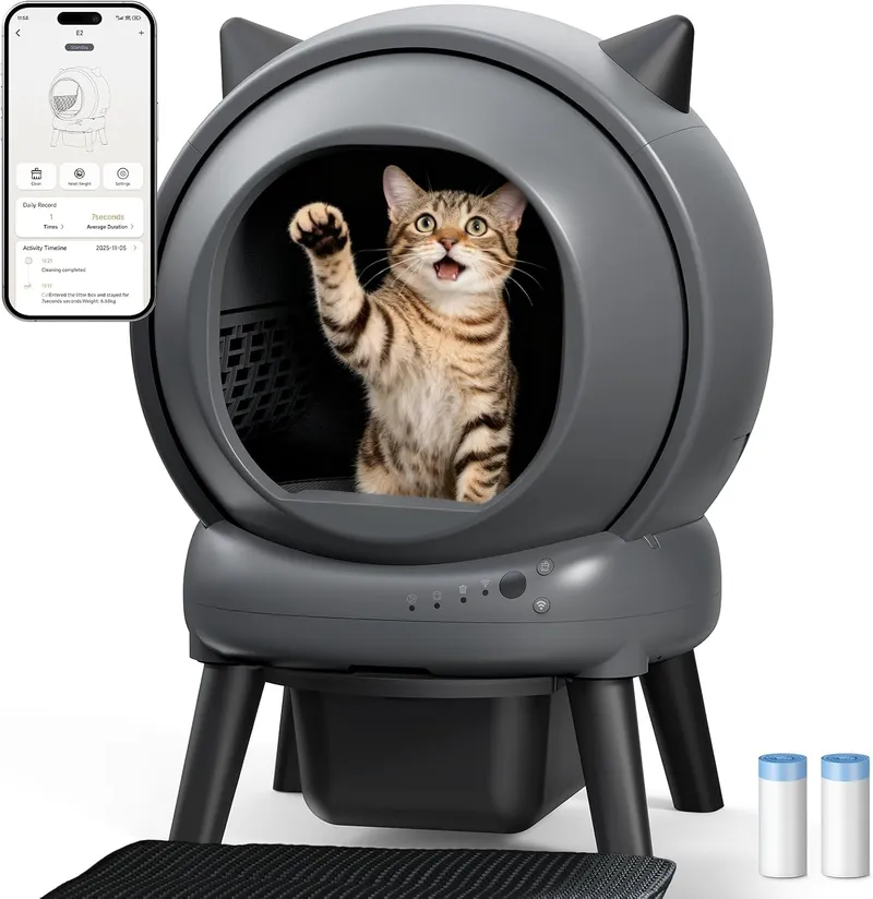 Coziley Self Cleaning Litter Box for Multiple Cats, White